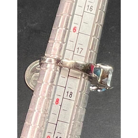 Vintage sky and Swiss blue topaz sterling silver ring size 7 - Picture 14 of 15